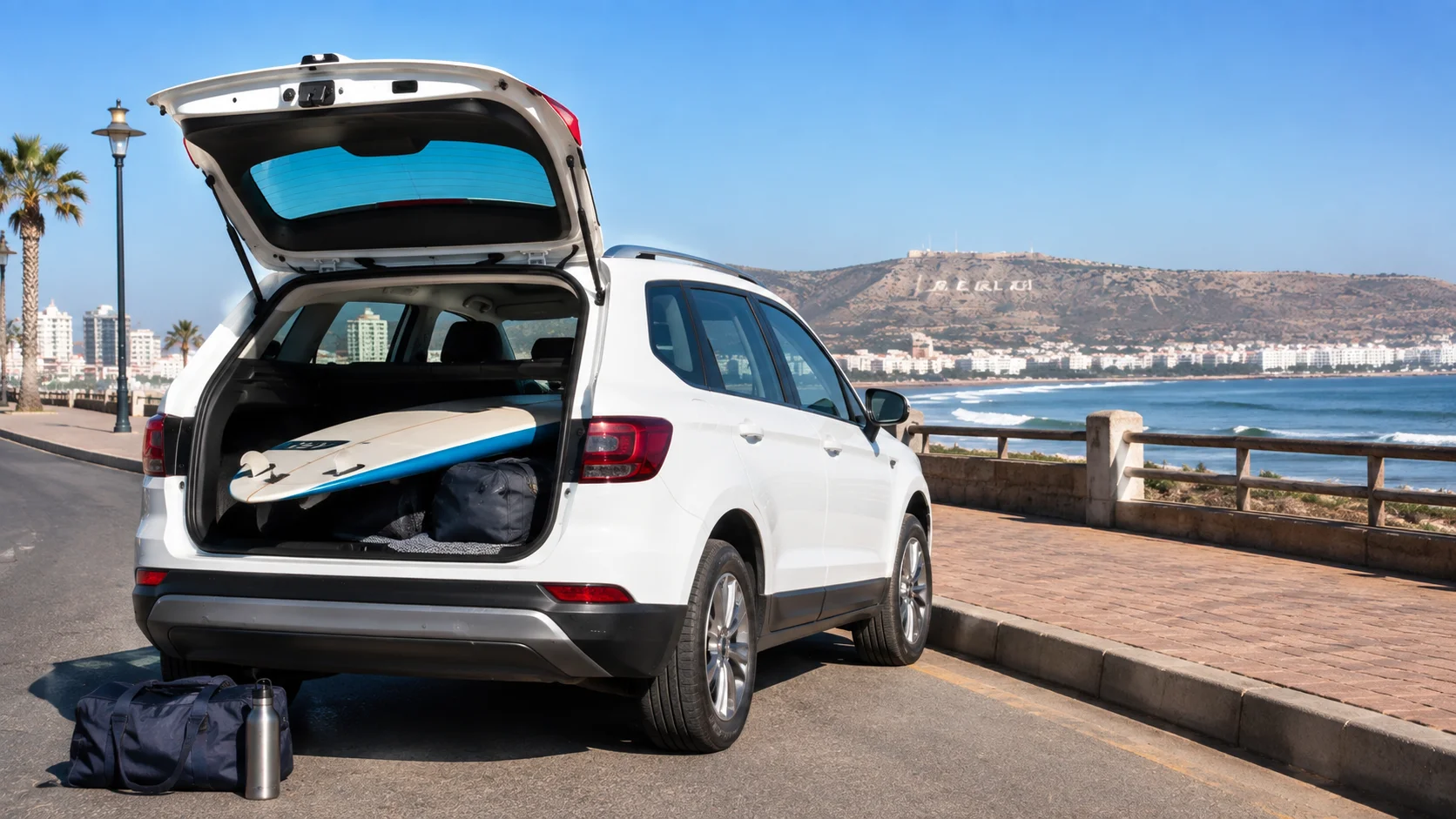 autohuur met surfplank Agadir